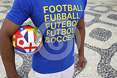 Brazilian Soccer Player with International Football Shirt and Ball