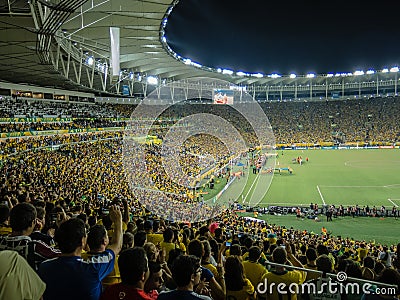 Brazilians football fans in new Maracana Stadium