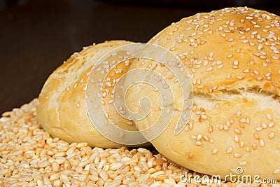 Bread, a bag with wheat and ears
