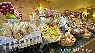 Bread display at a hotel buffet