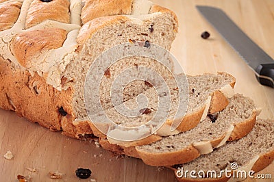 Bread Loaf Sliced On Chopping Board