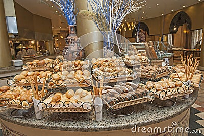 Bread selection at hotel buffet