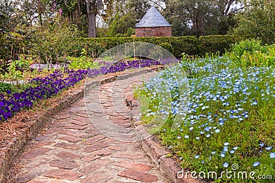 Brick Walkway Through Southern Garden