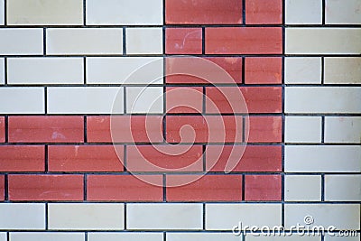 Brick wall background. Red and white bricks, a lot of copy space