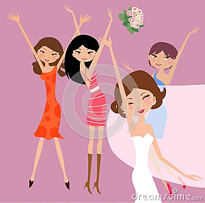 Bride and bridesmaids