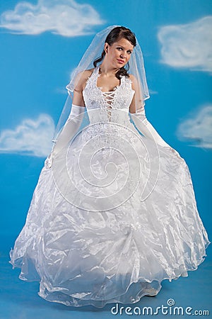 Bride dressed in elegance white wedding dress