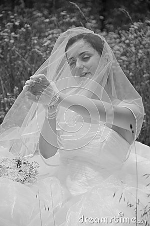 Bride portrait in black and white