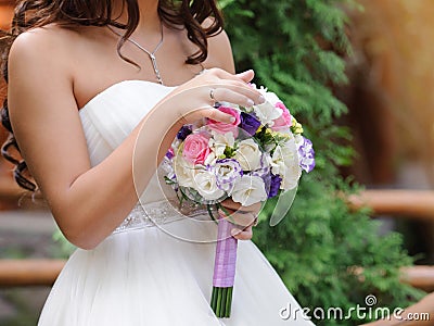 Bride with Violet Bouquet