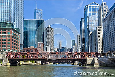 Bridge and Buildings, Chicago River, Illinois