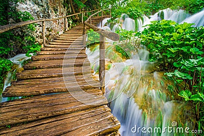 Bridge and waterfalls