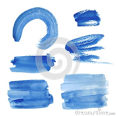 Bright blue watercolor brush strokes