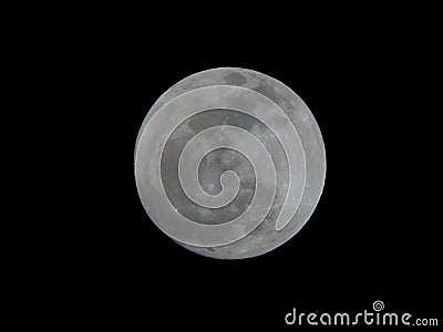 Bright Full Moon Isolated on a Natural Black Night Sky