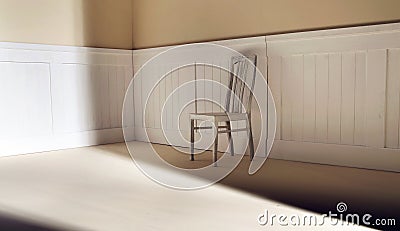 Bright interior with chair against wall