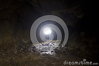 Bright Light Inside Lava Tube Cave Lighting Floor