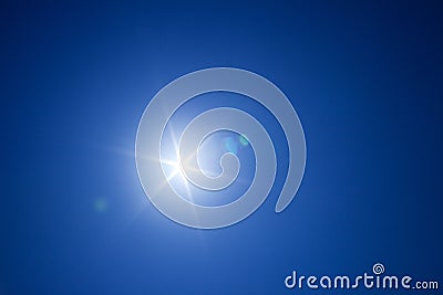 Bright sun in blue sky