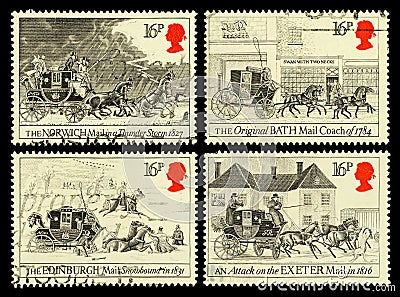 Britain Mail Coach Postage Stamps