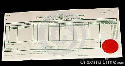 British marriage certificate
