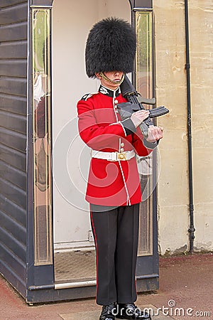 British royal guard with a gun