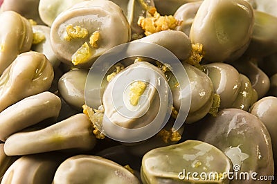 Broad Bean With Olive And Garlic Stock Photo