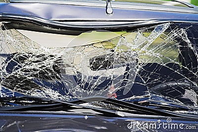 Broken car glass