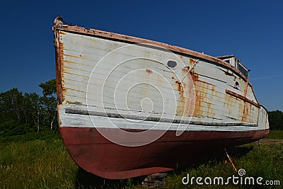 A broken down hulk of a lobster boat