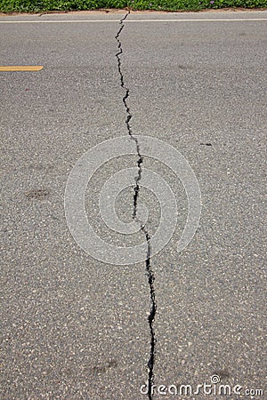 Broken road by an earthquake in Chiang Rai, thailand