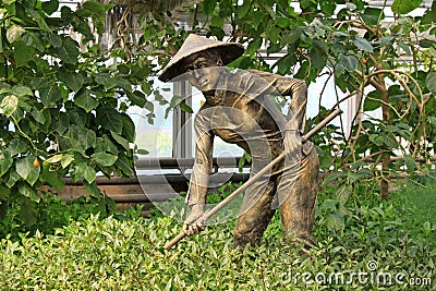 Bronze statue in modern agriculture farming sculpture exhibition