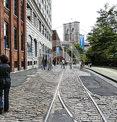 Brooklyn Bridge seen from Broooklyn side of river