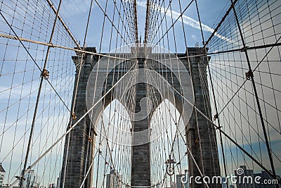 Brooklyn Bridge with the suspending ropes