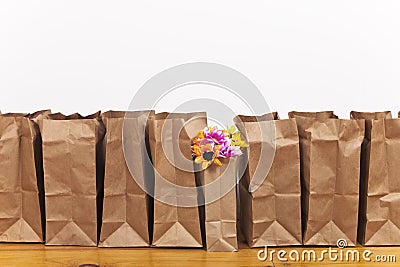 Brown Bags and Flowers