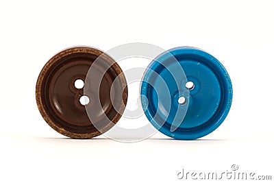 Brown and blue clothes buttons