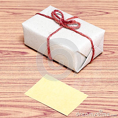Brown gift box and card