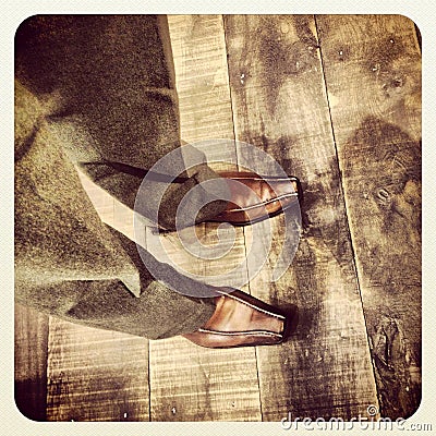 Brown Shoes On Hardwood Floor Portrait