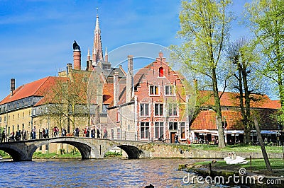 Bruges, Belgium - April 10 : Unidentified tourists visit the medieval city of brugge on April 10, 2011 in Bruges, Belgium