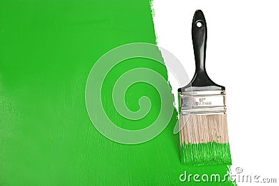 Brush Painting Wall With Green Paint