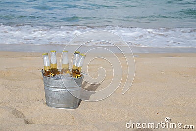 Bucket of Ice Cold Beer on the Beach