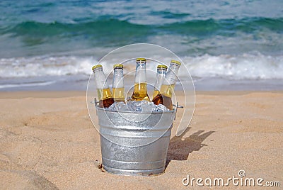 Bucket of Ice Cold Beer on the Beach