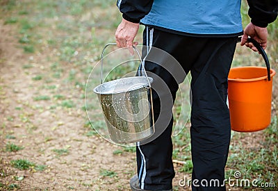 Bucket with milk