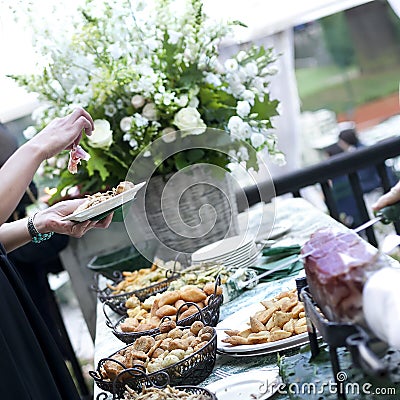 Buffet with appetizers or finger food