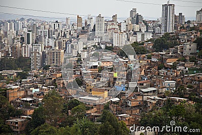Building and poor slum of Brazil.