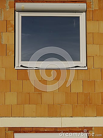 Building site house window brick wall glass