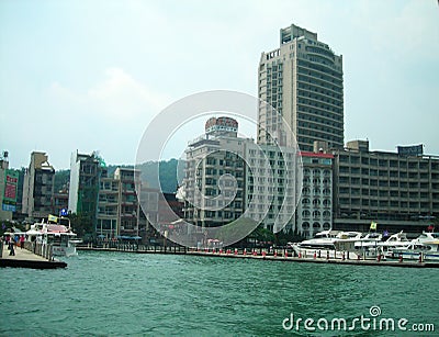 Buildings along sun and moon lake Taiwan