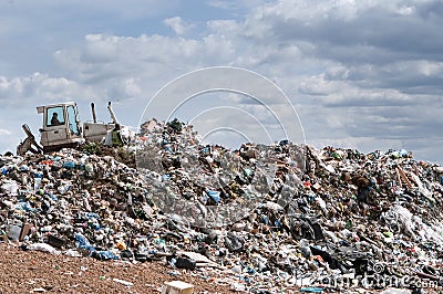 Bulldozer work at the landfill