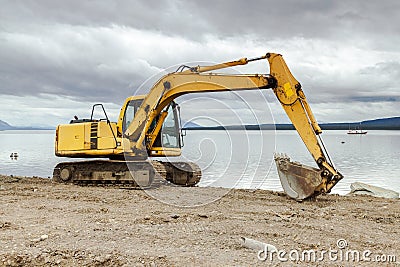 Bulldozer working in a construction site