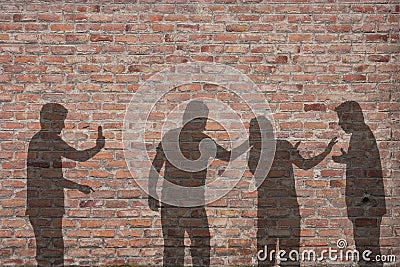 Bullying scene shadow on the wall