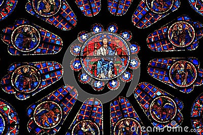 Ein detail des jesus christus von einem der buntglasfenster in der Ein detail des jesus christus von einem der buntglasfenster in der