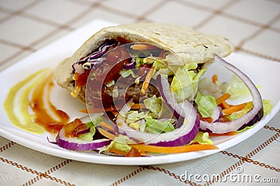 Burger on pita bread