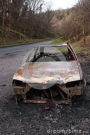 Burned abandoned car