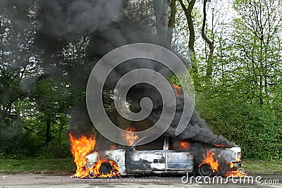 Burning Police Car