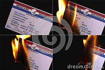 Burning U.S. Medicare Insurance Card